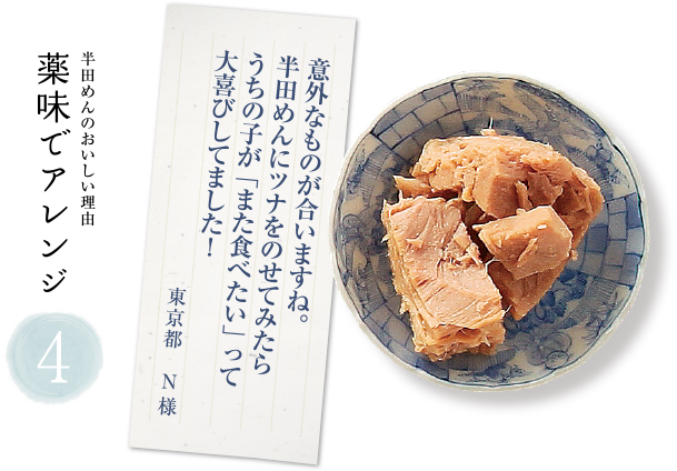 ④半田めんの美味しい理由「薬味でアレンジ」